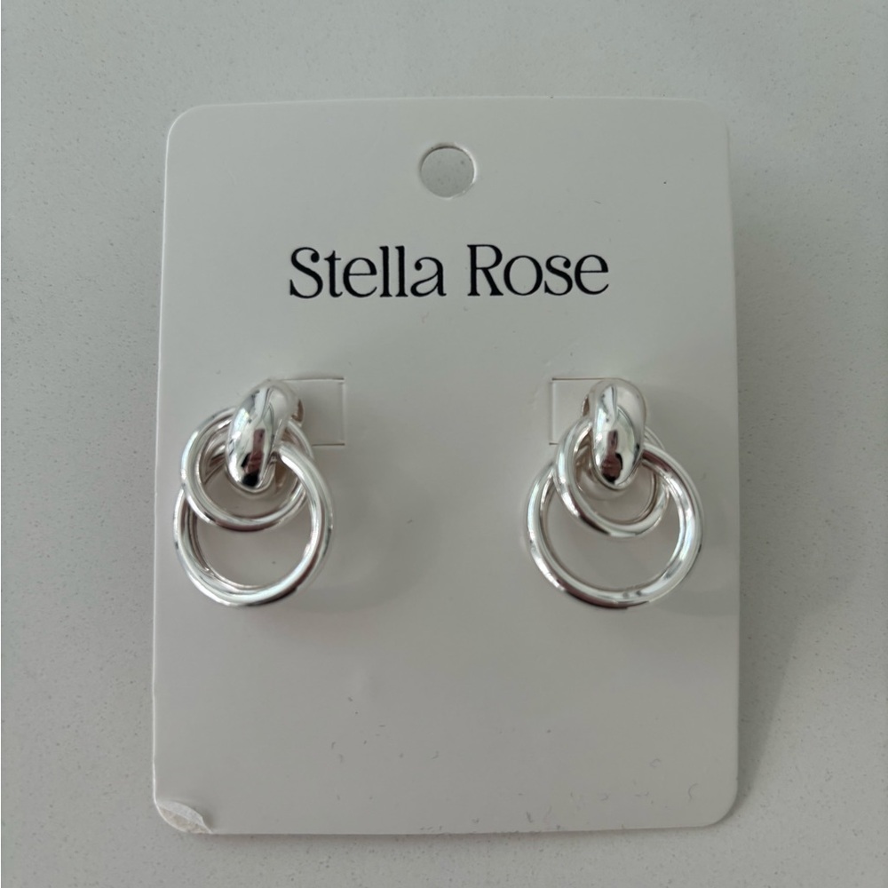 Stella Rose Silver Layered Hoop Earrings NWT